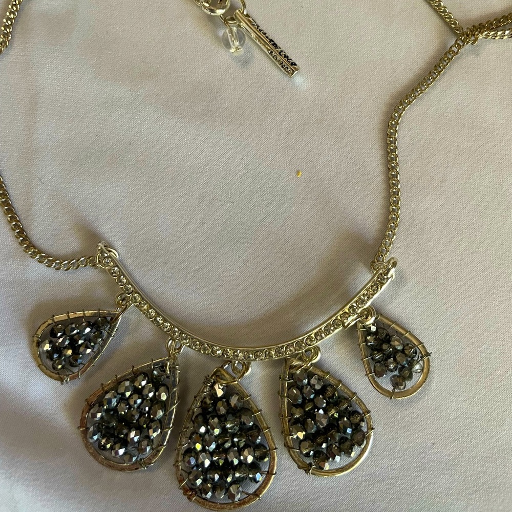 Kenneth Cole Rhinestone and Hematite wire wrapped beaded necklace